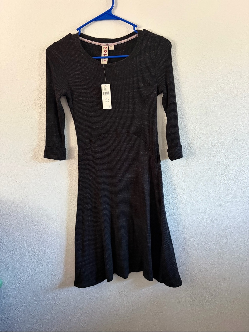 Anthropologie Black Long-Sleeve Knit Fit-and-Flare Dress